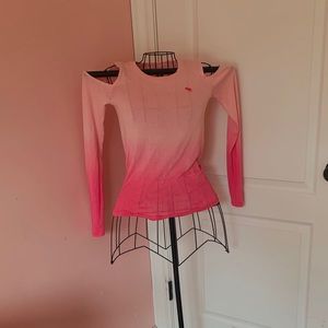 A&F Kids Cold Shoulder Ombré Long Sleeve Top